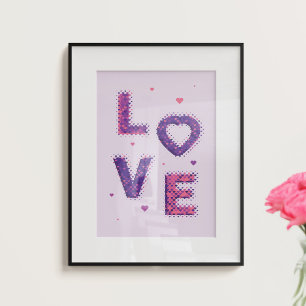 Cool typography with hearts pattern. poster