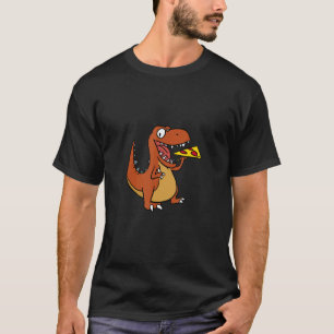 Cool Tyrannosaurus Rex Dinosaur Eating Pizza T-Shirt