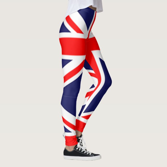 cool uk flag red blue white union jack british leggings (Right)