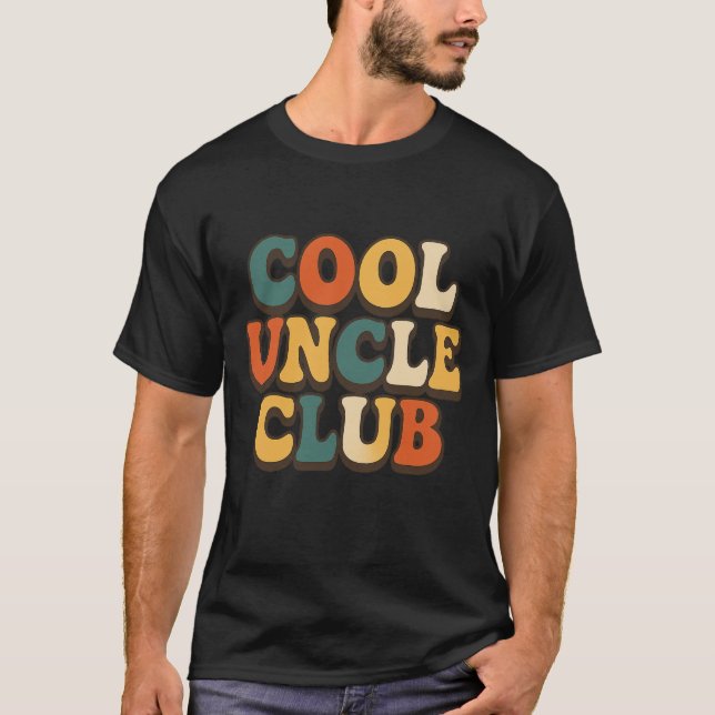 Cool Uncle Club T-Shirt - Retro Wavy Graphic  (Front)