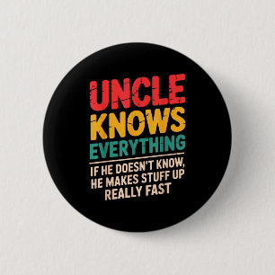Cool Uncle Design For Uncle Men From Nephew Niece 6 Cm Round Badge