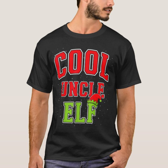 Cool Uncle Elf Christmas Family Matching Group Xma T-Shirt (Front)