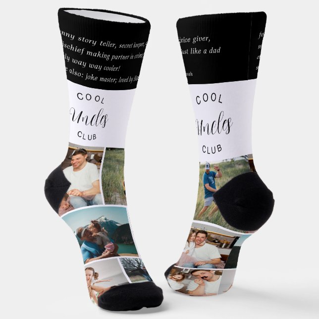 Cool Uncles Club | 7 Photo Personalised Socks (Angled)