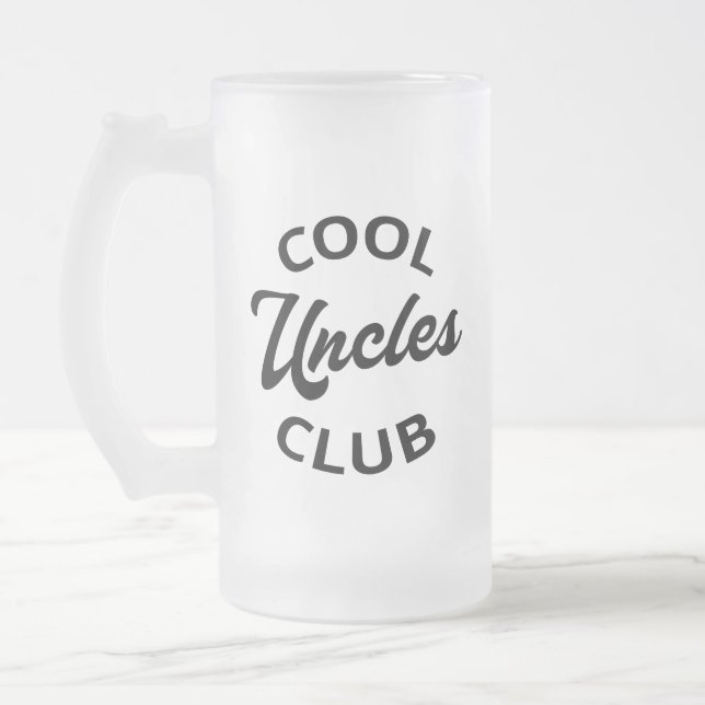 Cool Uncles Club I Frosted Glass Beer Mug (Left)