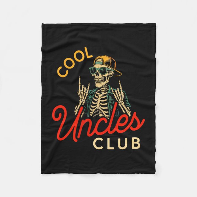 Cool Uncles Club Shirt Funny Skeleton Retro Uncle  Fleece Blanket (Front)