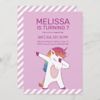 Cool Unicorn Dabbing Pink Purple Kids Birthday