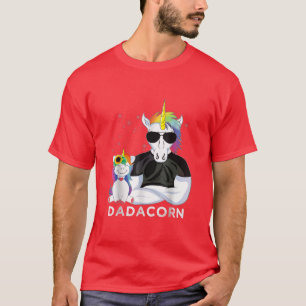 Cool Unicorn Dad And Kids Sunflower Dadacorn Fathe T-Shirt