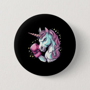 Cool Unicorn Face Costume With Funny Boxing Gloves 6 Cm Round Badge