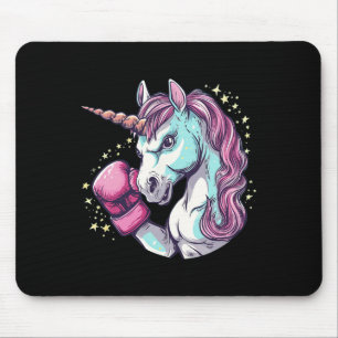 Cool Unicorn Face Costume With Funny Boxing Gloves Mouse Mat