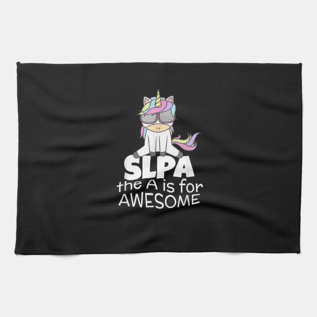 Cool Unicorn for SLPA Speech Language Pathologist  Tea Towel (Horizontal)