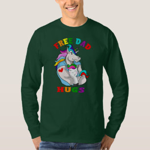 Cool Unicorn Free Dad Hugs LGBT Gay Pride Month T-Shirt
