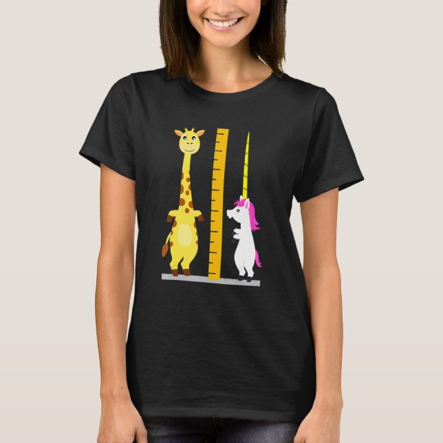 Cool Unicorn Giraffe Measure Stick Animal T-Shirt (Front)