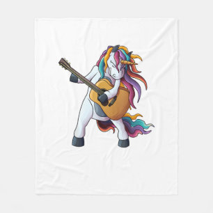 Cool Unicorn Playing Guitar _ Funny Animal Guitari Fleece Blanket