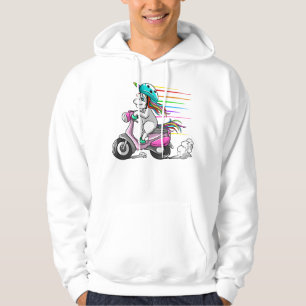 Cool Unicorn Riding Scooter Funny Horned Ho Hoodie