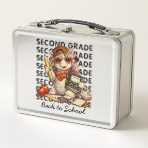 Cool Unicorn Second Grade Back to School Graphic Metal Lunch Box