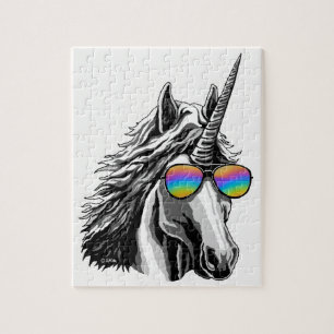 Cool unicorn with rainbow sunglasses jigsaw puzzle