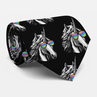 Cool unicorn with rainbow sunglasses tie