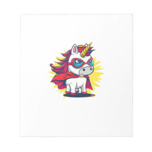 Cool Unicorn with Superhero Cape Costume Long Slee Notepad