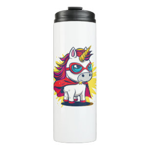 Cool Unicorn with Superhero Cape Costume Long Slee Thermal Tumbler