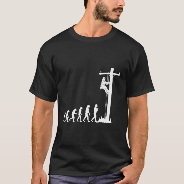 Cool Unique Evolution Of Lineman Electrician Gift T-Shirt (Front)