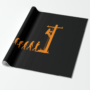 Cool Unique Evolution Of Lineman Electrician Gift Wrapping Paper