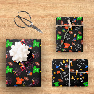 Cool & Unique Football Happy Father's Day Wrapping Paper Sheet