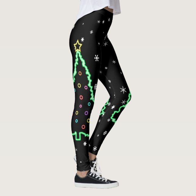 Cool Unique Neon Light Christmas Tree Leggings (Right)
