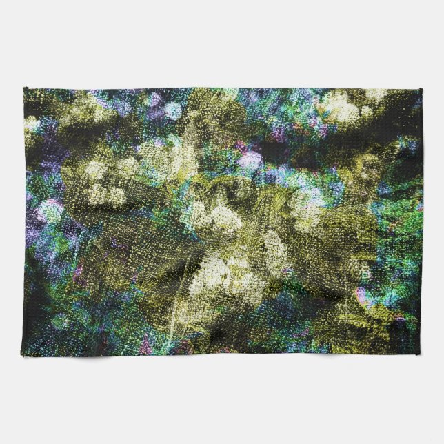 Cool, unique, trendy digital art of flower pattern tea towel (Horizontal)
