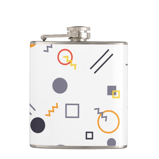 Cool, unique, trendy, urban abstract illustration hip flask (Front)