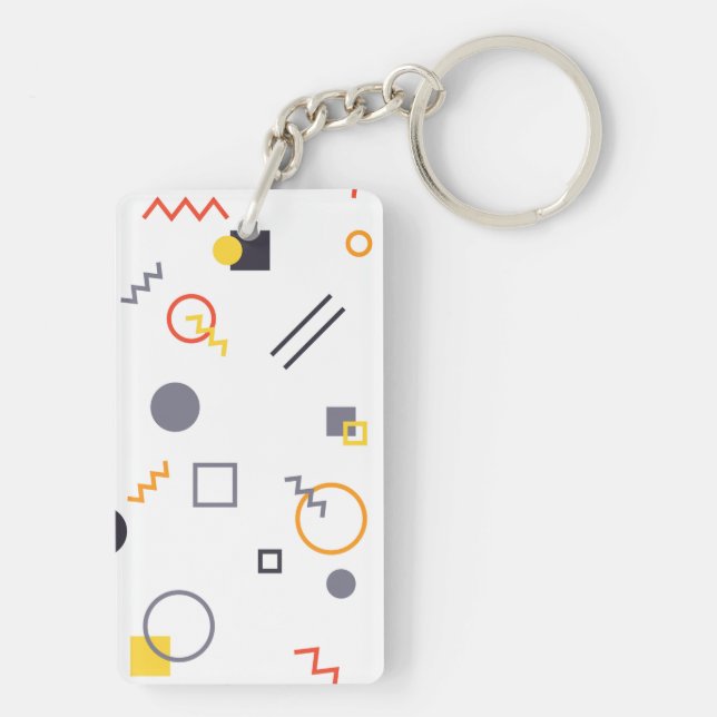 Cool, unique, trendy, urban abstract illustration key ring (Back)