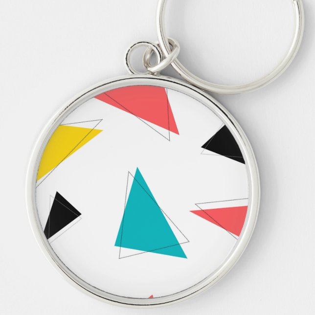 Cool, unique, trendy, urban colorful triangles key ring (Front)