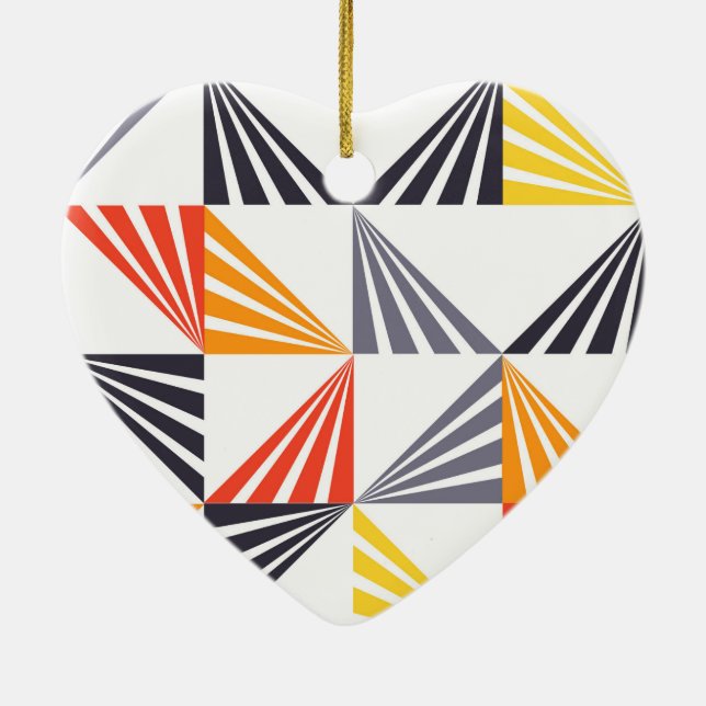 Cool, unique, trendy, urban, colourful triangles ceramic tree decoration (Back)
