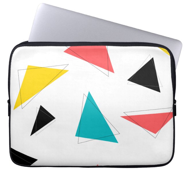 Cool, unique, trendy, urban colourful triangles laptop sleeve (Front)