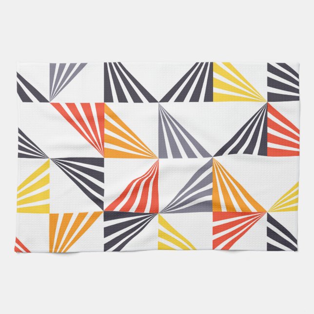 Cool, unique, trendy, urban, colourful triangles tea towel (Horizontal)