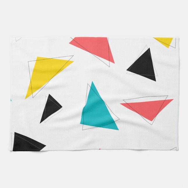 Cool, unique, trendy, urban colourful triangles tea towel (Horizontal)