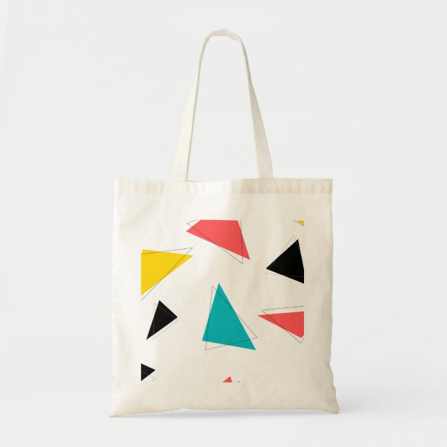 Cool, unique, trendy, urban colourful triangles tote bag (Front)