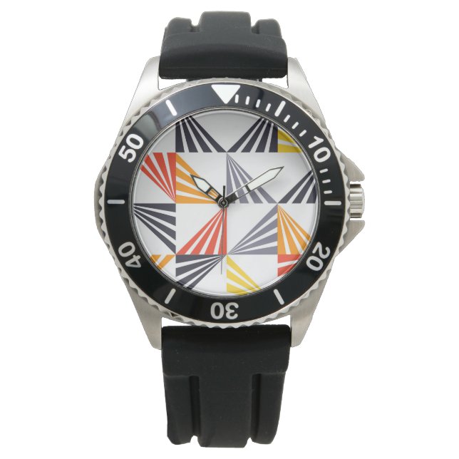 Cool, unique, trendy, urban, colourful triangles watch (Front)