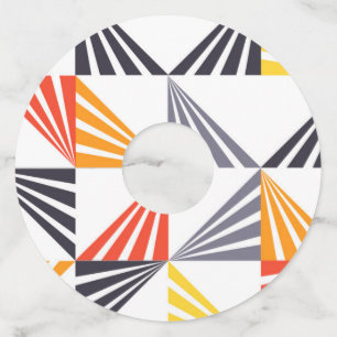 Cool, unique, trendy, urban, colourful triangles wine glass tag