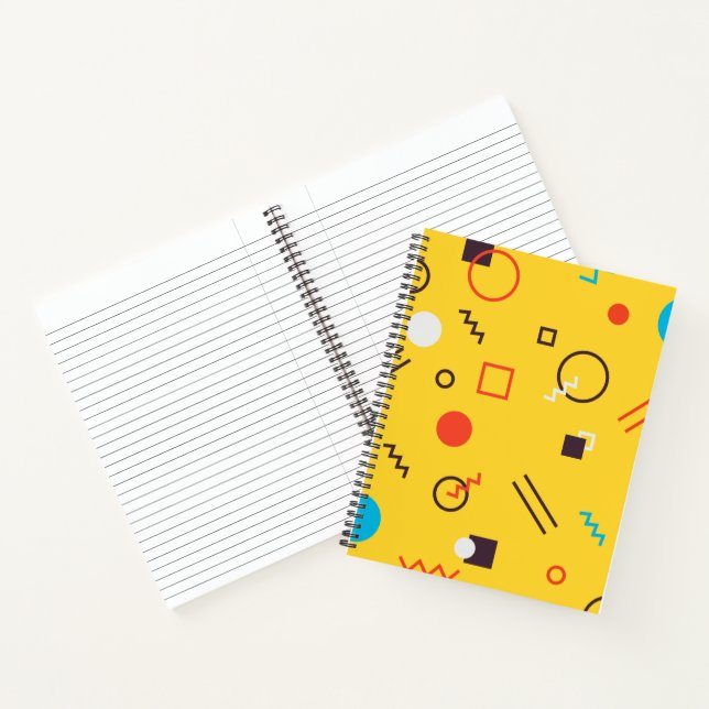 Cool, unique, trendy, urban geometric Memphis Notebook (Inside)