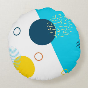 Cool, unique, trendy, urban, Memphis illustration Round Cushion