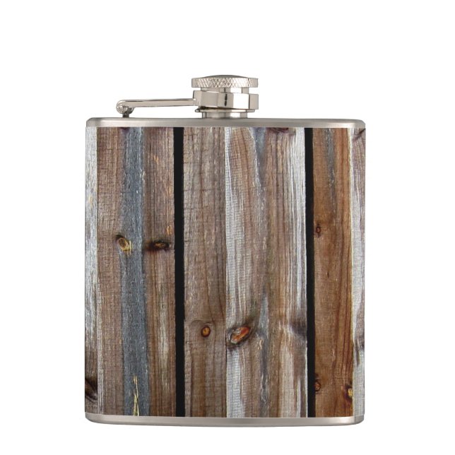 Cool Unique Wood Texture Hip Flask (Front)