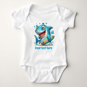 Cool unisex beach add text ocean shark baby bodysuit