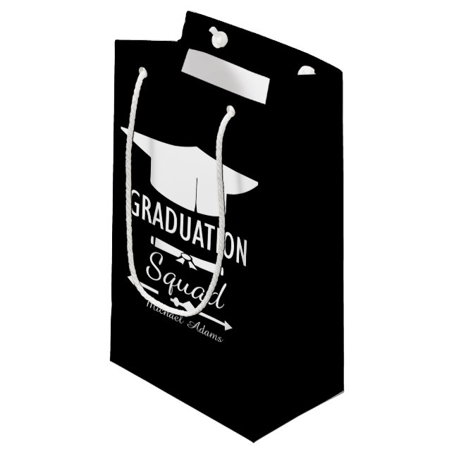 Cool unisex graduation customisable small gift bag (Front Angled)