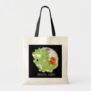cool unisex kids dinosaur add name Halloween Tote Bag