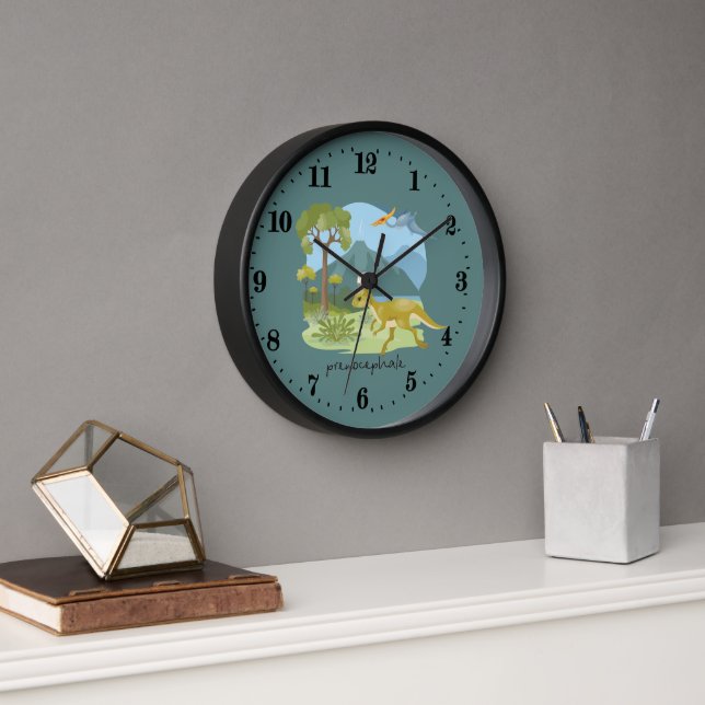 cool unisex kids dinosaur Large Clock (Office)