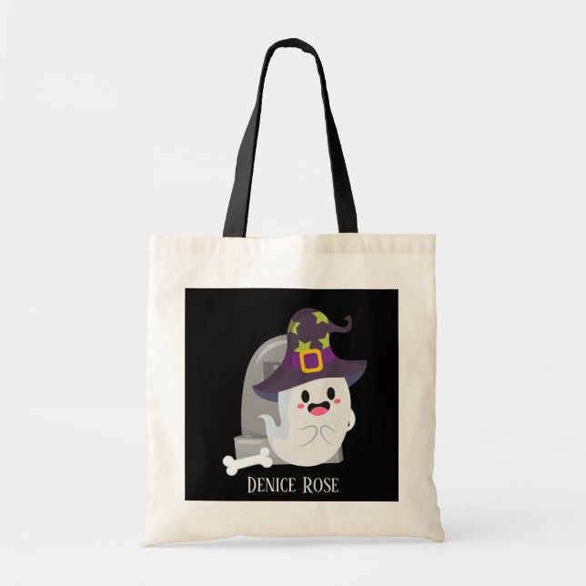 cool unisex kids Halloween ghost trick treat Tote Bag (Front)