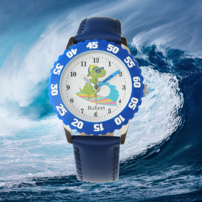 cool unisex kids surfing dinosaur Watch (Creator Uploaded)