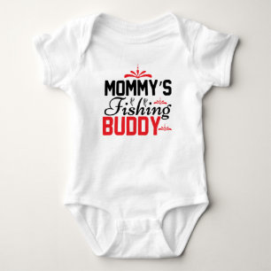 cool unisex Mummy's fishing buddy word art  Baby Bodysuit