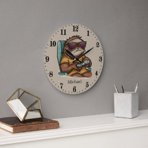 Cool unisex sloth gaming add name large clock