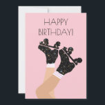 Cool Universe Roller Skates Derby Birthday Card<br><div class="desc">Cool modern pastel pink and black celestial space milky way stardust quads. Perfect abstract legs roller skates art for roller derby babe, woman, girl. Loveable roller skates pattern design on home decor, mugs, wrapping paper, etc. Roller skates art illustration design gift for daughter, granddaughter, derby girl, roller babe. Rollerskating, quad...</div>
